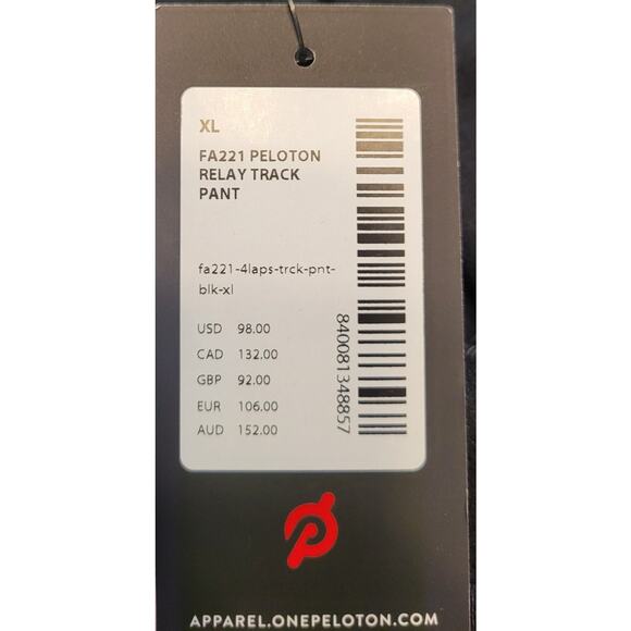 NEW Fourlaps x Peloton Men’s XL Black Relay Track Pants Minimalist Athletic - Picture 6 of 13